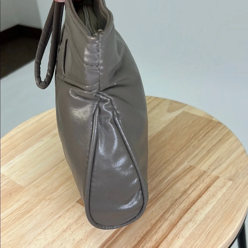 80s Dressy Clutch / Purse / Evening Bag with Zipper Taupe Brown Grey